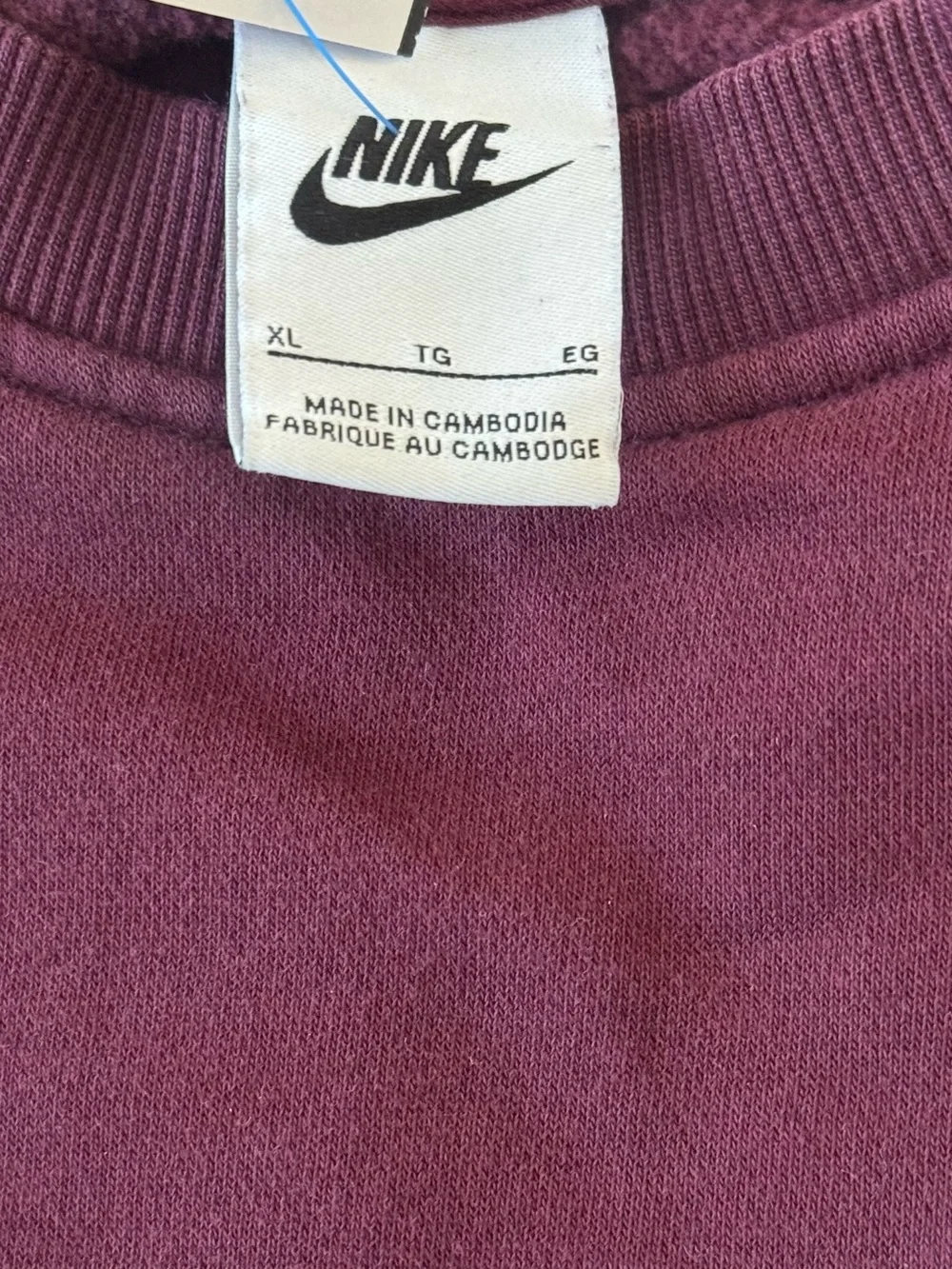 Nike Mini Swoosh Burgundy Crewneck Sweatshirt